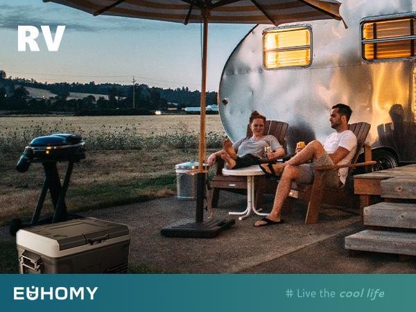 【 LIVE】EUHOMY 2025 12V Portable Refrigerator Freezer (-4℉~68℉) | 22QT(21L)/37QT(35L)/53QT(50L) Sizes, 12/24V DC & 110-240V AC Compressor Cooler | with Wheels & Baskets for Camping, Travel, Truck, RV, Boat