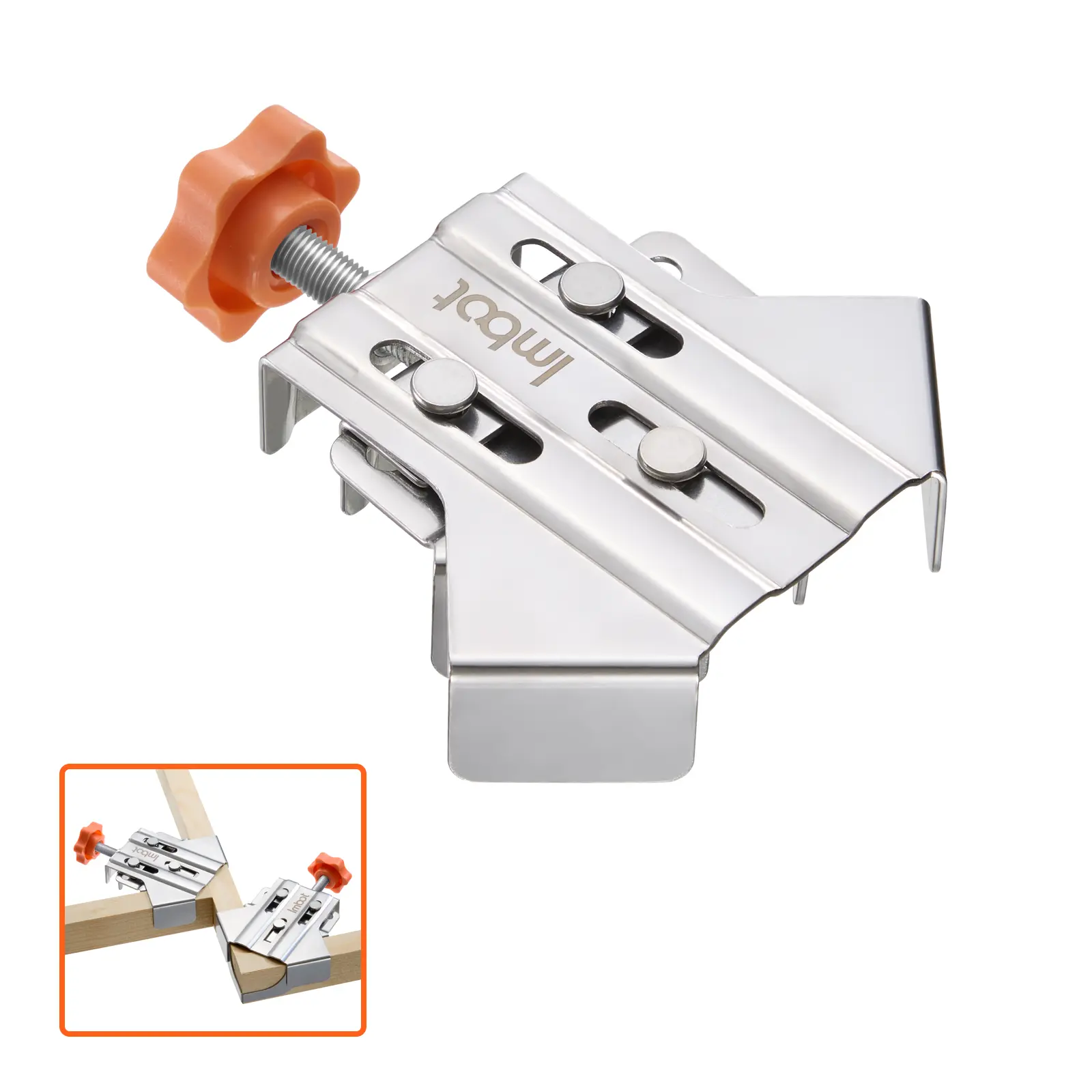 IMBOT Angle Clamp Stainless Steel Adjustable 90 Degree Right Angle Woodworking Clamp, Durable Rust, Flexible Fixing Clamp, Time-Saving and Efficient, Accurate Assembly, for Hand Tool Enthusiasts