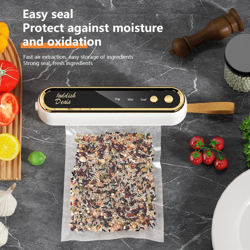 【FaddishDeal】Portable vacuum sealing machine, automatic electric vacuum sealing machine, one click to keep vegetables and meat fresh! Springtok.
