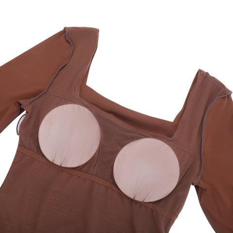 Popilush The Shapewear Bodysuit Long Sleeve Square Neck Shapewear Bodysuits Womenswear Tops Lady  Comfort