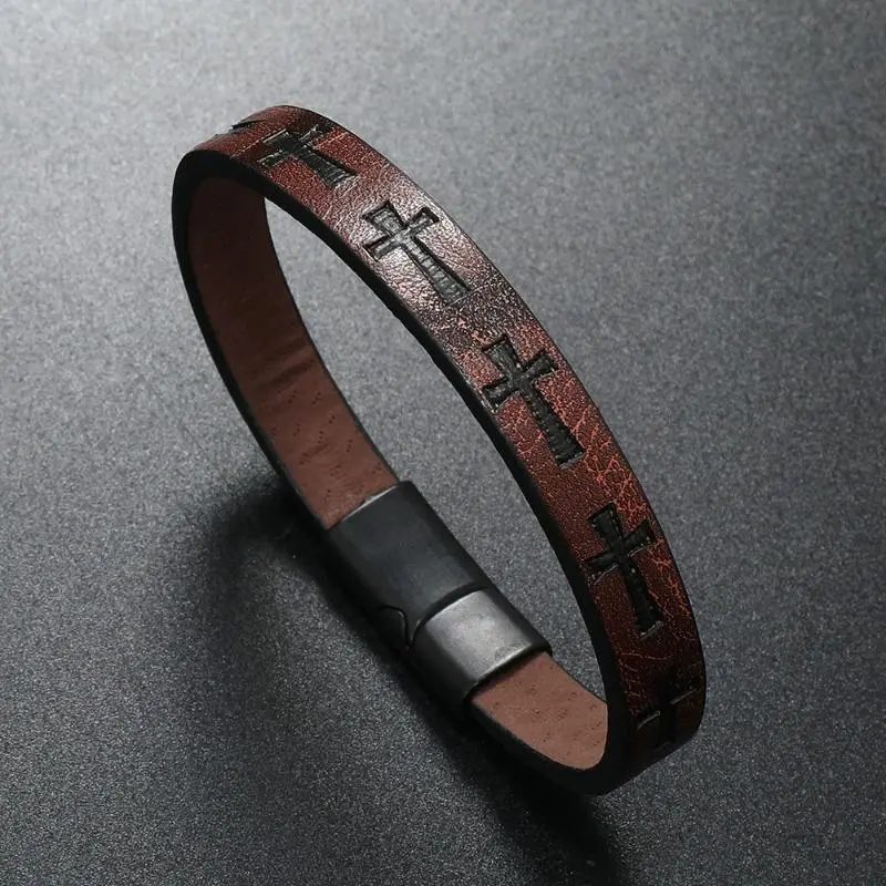 Men's Tightly Braided Leather Bracelet - 8.5" Length Matching Pair, Natural Black/Brown Boho Unisex, Magnetic Closure, Lead-Free Alloy, Father's Day/Anniversary Gift, Everyday Fashion Accessory, Everyday Wear