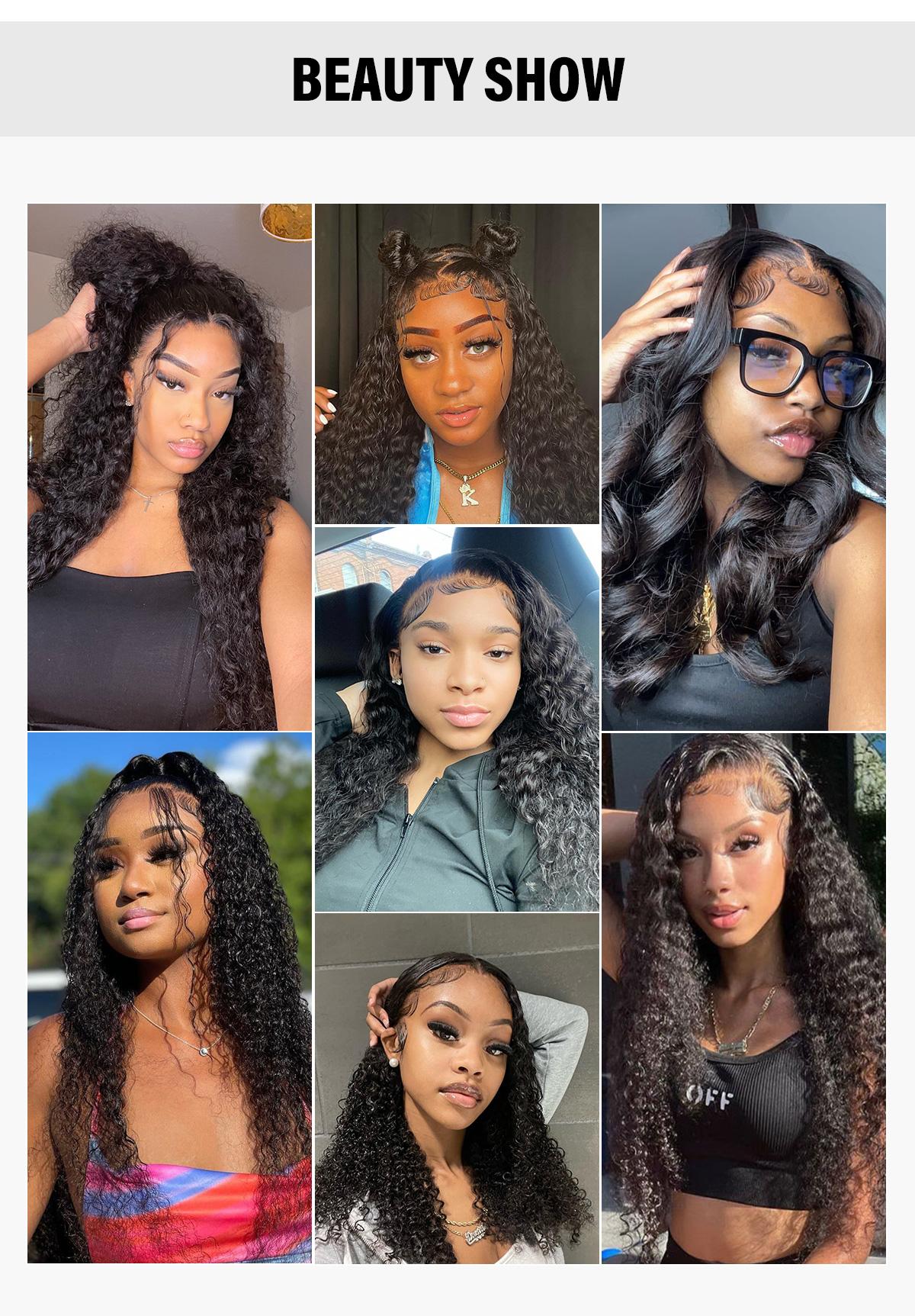 CurlyMe Water Wave 4x4 Lace Closure Wig Pre-plucked With Baby Hair - Natural Black, 180% Density