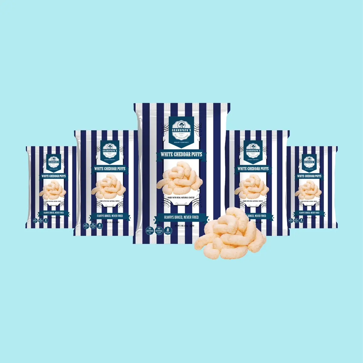 Grandpapa’s Snack Company White Cheddars Puffs 5 Pack snack chip
