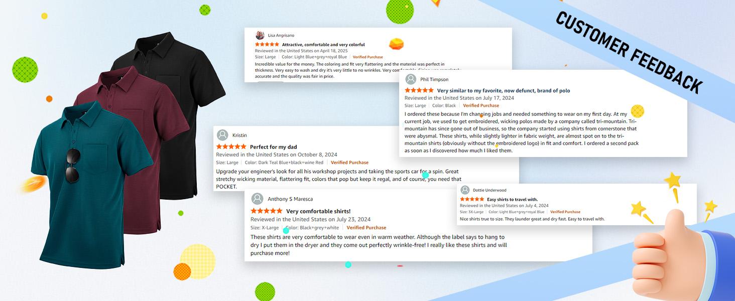 ZITY Men’s Tactical Polo 3-Pack – Quick-Dry Short Sleeve Shirts with Pocket, Outdoor Work & Golf Wear Classic Cotton Sport workout tops