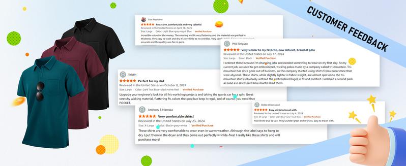 ZITY Men’s Tactical Polo 3-Pack – Quick-Dry Short Sleeve Shirts with Pocket, Outdoor Work & Golf Wear Classic Cotton Sport workout tops