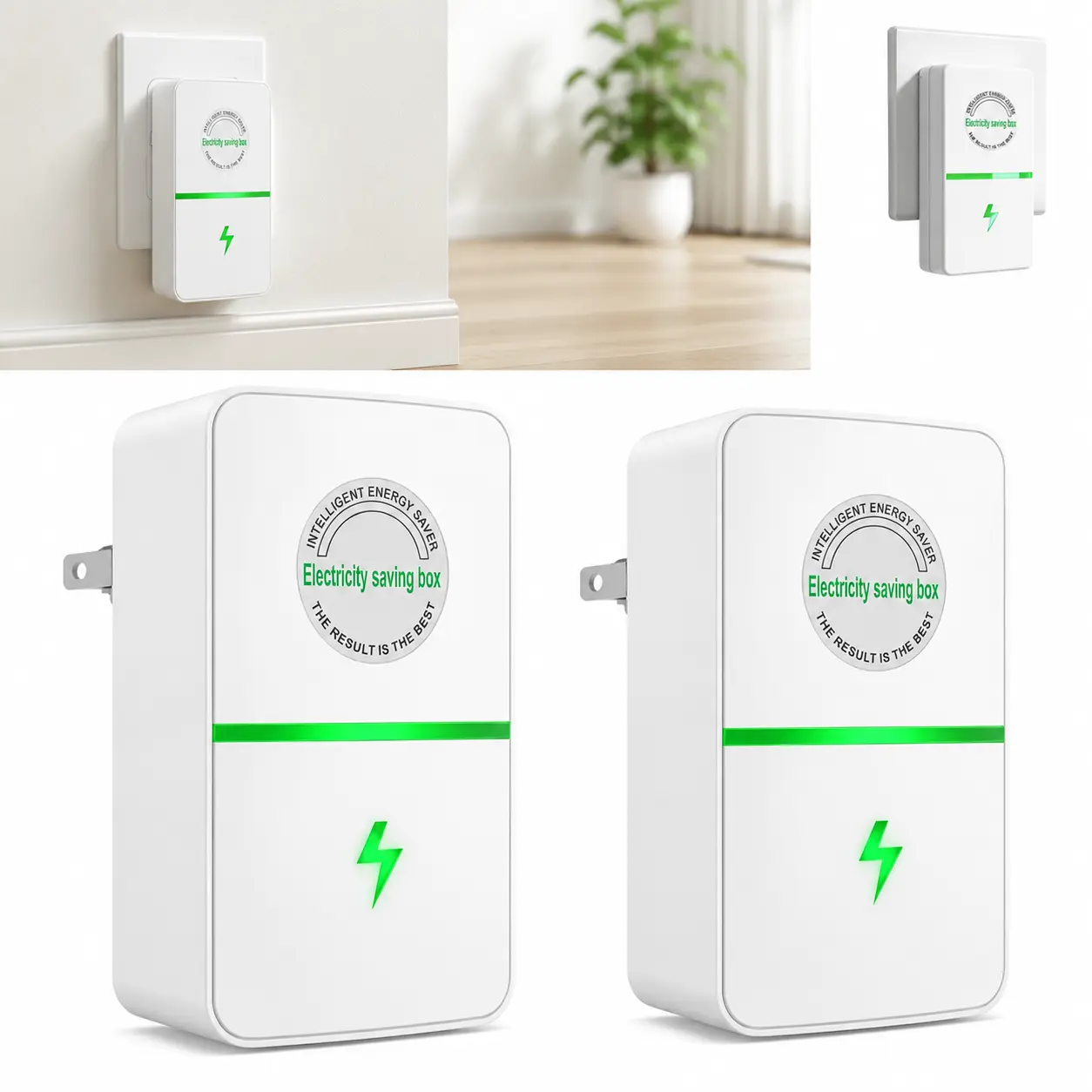 2026 Updated Design Electricity Saving Box with US Plug, 2/4PCS Electrical Accessory Set, Power Socket, Compatible with 90–250V Input Range Multi Plug Outlet Multiple Sockets