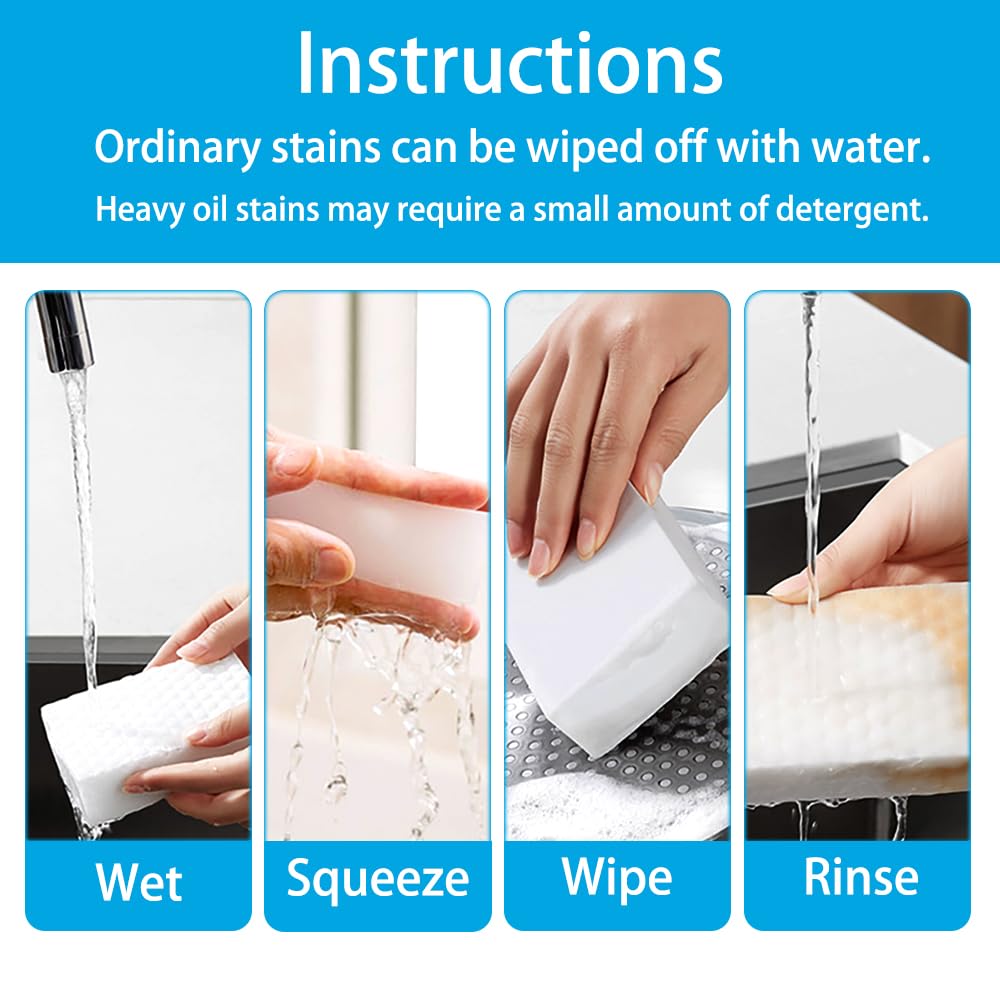 Magic Sponge Erasers, 20 Pack 2X Density Extra Thick Melamine Sponge Foam Pads, Multi-Functional Household Cleaning Sponge Cleaner for Kitchen, Bathroom, Bathtub, Sink, Wall Cleaner