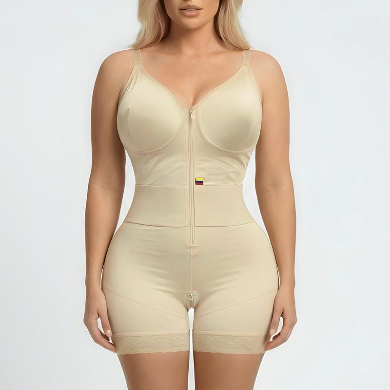 Fajas Colombianas shapewear for Women Tummy Control Butt Lifter Shaper with Zipper Crotch detachable shoulder strap