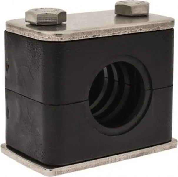 HYDAC Polypropylene Standard Duty Vibration Control Clamp for 1/2" Pipe 1.97" Wide x 1.69" High x 1.18" Deep, Stainless Steel Plate, Weld Plate, Top Plate, Plastic Clamp Pair & Bolts 2209381