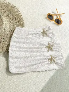 Swim Mod Women's Starfish Decor Bikini Bottom Swimwear Skirt For Summer Beach Sparkly