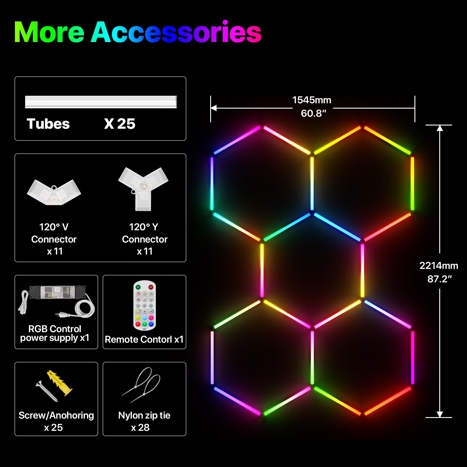 HYPERLITE RGB Hexagon Light Smart Modular Honeycomb Light App & Remote Control LED light Music Sync DIY Colors Ceiling light Gaming Room Party Office Garage Light LED Wall Decor light, SpringGlowUp