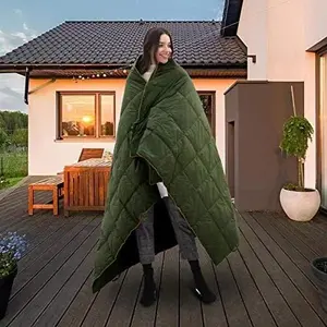 Camping Down Blanket - Fluffy, lightweight, foldable, and wearable | Waterproof and warm, suitable for outdoor travel, camping, stadiums, hiking, music festivals, beaches, and other occasions | Outdoor warming blanket