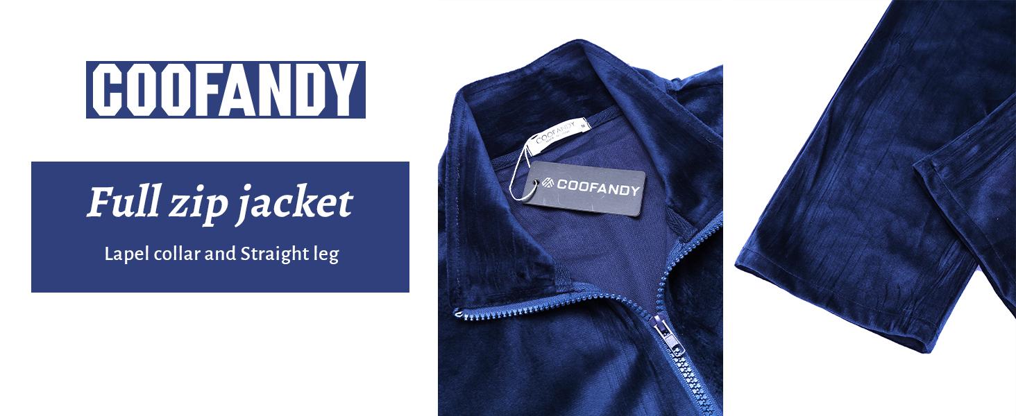 COOFANDY Mens 2 Piece Velour Tracksuit Full Zip Jackets Pants Velvet Jogging Suits Sweatsuit Set