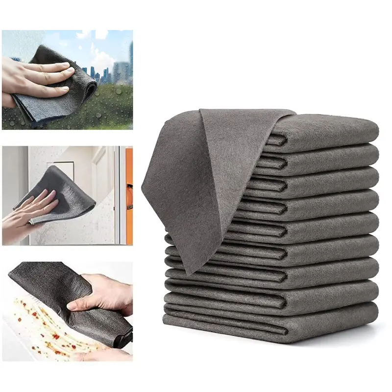 10-Count Thick Microfiber Cleaning Cloths, Streak-Free Washable Rags, Multifunctional Home Essentials Cleaning Supplies for Vehicle Windows, Kitchen Use