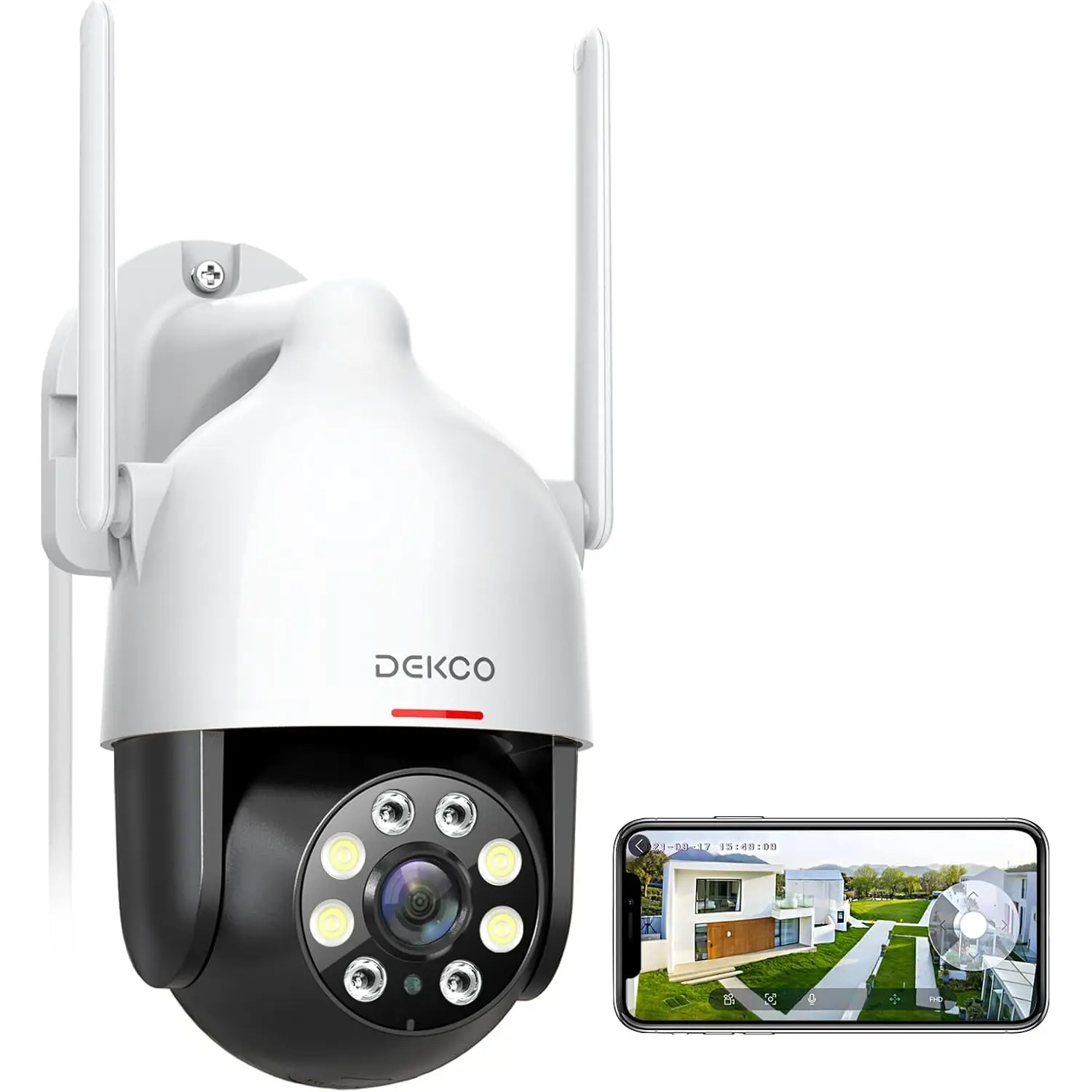 2K Outdoor WiFi Security Camera, Plug-in Pan-Tilt Dome