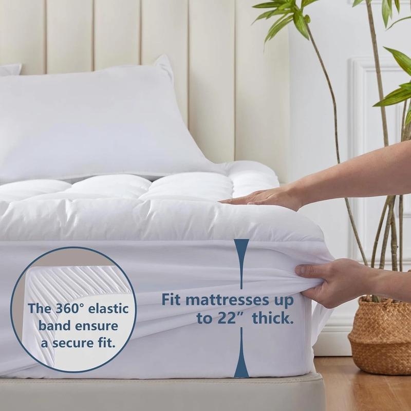 Extra Thick Mattress Topper – 4 Inch Plush Pad with Ultra Soft & Breathable Microfiber Fill, Quilted Design for Comfort & Back Support, 360° Elastic Skirt Fits 8–21" Mattresses, Hotel-Quality Fitted Cover, 10cm Thick for a Luxurious Sleep Upgrad Extra Thick Mattress Topper – 4 Inch Plush Pad with Ultra Soft & Breathable Microfiber Fill, Quilted Design for Comfort & Back Support, 360° Elastic Skirt Fits 8–21" Mattresses, Hotel-Quality Fitted Cover, 10cm Thick for a Luxurious Sleep Upgrad