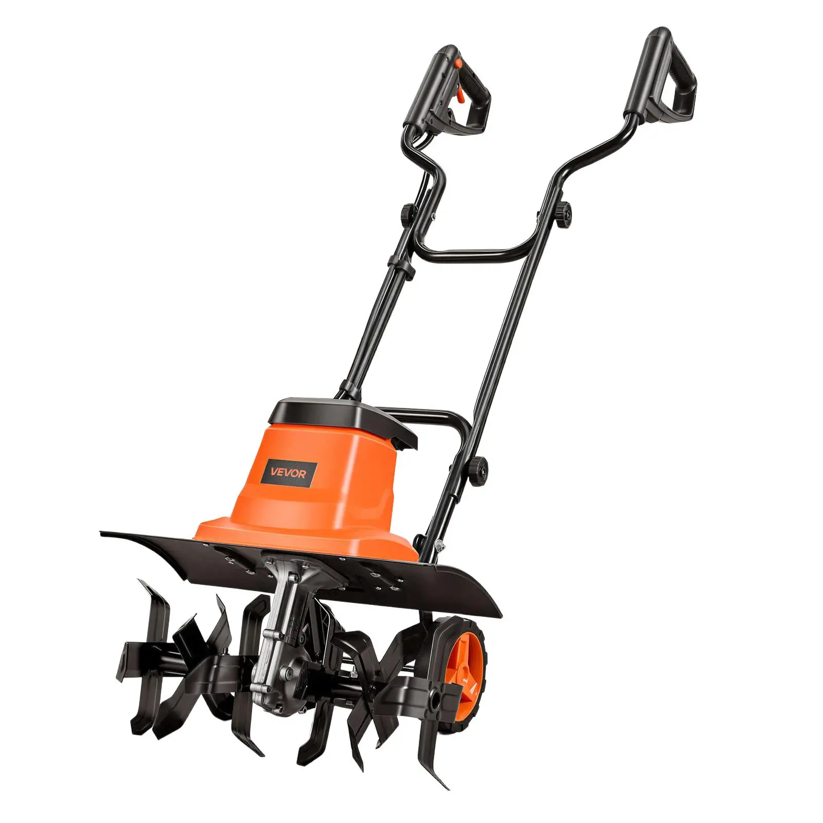 VEVOR Corded Electric Tiller Cultivator for Farmers & Home Gardeners, 13.5-Amp Heavy-Duty, 18-in Tilling Width, 8.7-in Depth, Steel Tines, Ergonomic Foldable H-Handle, High-Efficiency Tilling, Foldable for Easy Garage Storage