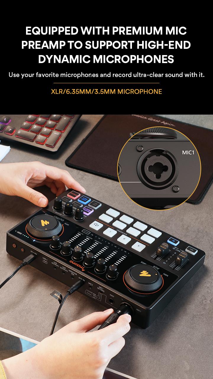 MAONO USB Audio Mixer and Interface For the XLR microphone, the Smartphone Comes with Noise Reduction, Adapter Cable, Bluetooth for Content Creation.