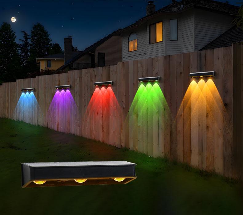 Solar Powered Fence Light Outdoor Waterproof LED Lighting with Sync Color Changing Modes, Ideal for Garden, Porch, Patio, Step, Wall, Pathway, Yard Decoration — Christmas Landscape Lights, Perfect for TikTok Shop Black Friday Deals