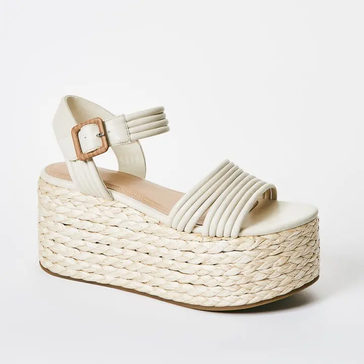 JUSTFAB Women's Platform Espadrille Sandals - Stylish Slip-On Casual Footwear with Adjustable Buckle for Daily Wear, Sandals Women, Women's Sandals