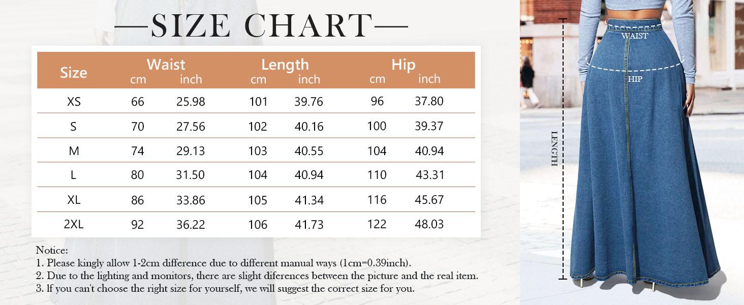 Ebossy Women's Retro High Waisted Button Fly Flared Long Jean Skirts Pleated Flowy Swing A-line Denim Maxi Skirts