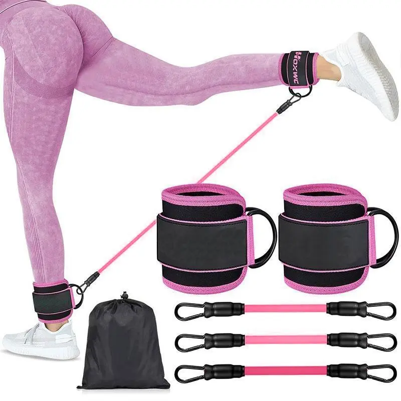 Ankle Resistance Bands with Cuffs, 1-Set Gymnastics Equipment for Leg-Glute Workouts, Kickbacks, Hip Fitness Training & Resistance Band Workout