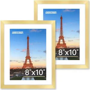 8x10 Picture Frame Set of 2, Gold Picture Frames Collage for Tabletop or Wall Display, Photo Frame