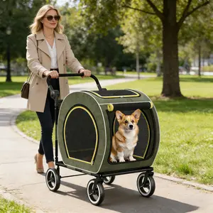 Multifunctional Dog Stroller Cart for Medium Dogs | Foldable Frame, 360° Swivel Wheels & Breathable Mesh Design - Perfect for Travel, Daily Walks, Shopping & Outdoor Trips