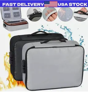 Fire Proof Waterproof Document Box with Lock File Storage Organizer Box Safe Bag