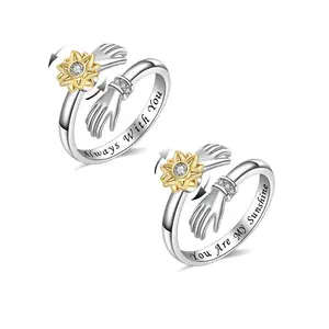 Worry Ring Hand-Hug Sunflower Spinner, Always With You & You Are My Sunshine Series