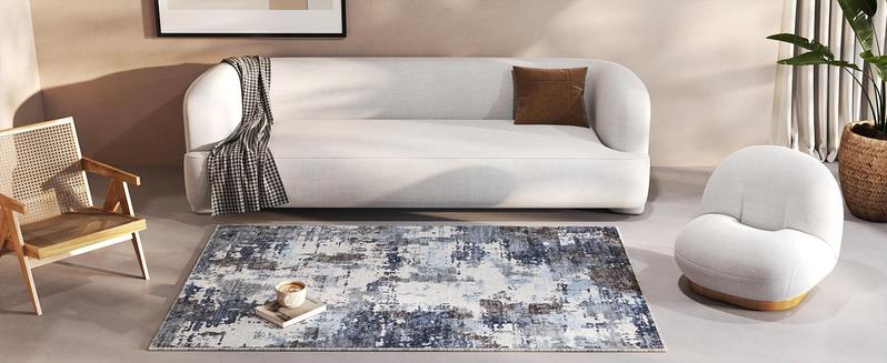 RaybeeFurniture Washable Non-Slip Area Rug, Vintage Distress Print Pattern Medallion Carpet, Soft Low Pile Indoor Mat for Living Room, Bedroom & Entryway, Modern Art Design, Lightweight, Easy to Clean & Machine Washable