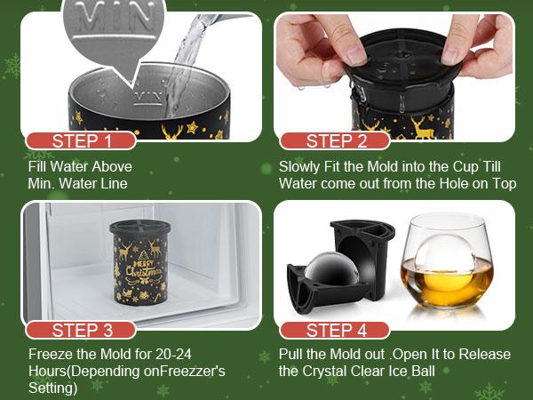 WIBIMEN 2.5-Inch Spherical Ice Ball Molds – Christmas Luxury Gold Gift Box, Perfect for Whiskey & Holiday Cheer