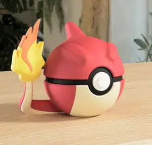 Charmeleon-Inspired 3D Printed Poké Ball – Fire-Type Display Collectible