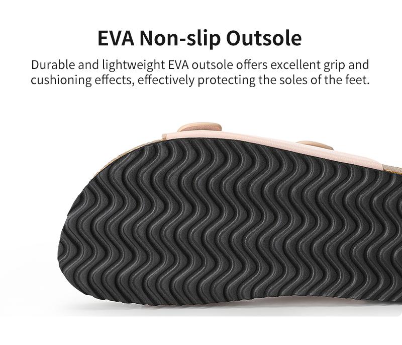 Trary Women's Flat Cork Footbed Sandals, Women Slide Sandals, Adjustable Buckle Slip-On Open Toe Slippers Spring Summer Size 6-11, Dealsforyoudays