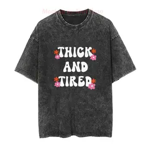 Thick And Tired Vintage Gym Shirt For Men And Women, Classic Cotton Top With Graphic Design, Apparel Made In The USA		