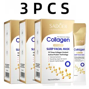 20 pcs Sadoer Collagen Sleep Mask, Collagen Hydration Mask,  Easy Absorption, Non-Irritating, Unisex, Portable, No Wash Needed Night Repair Face Mask