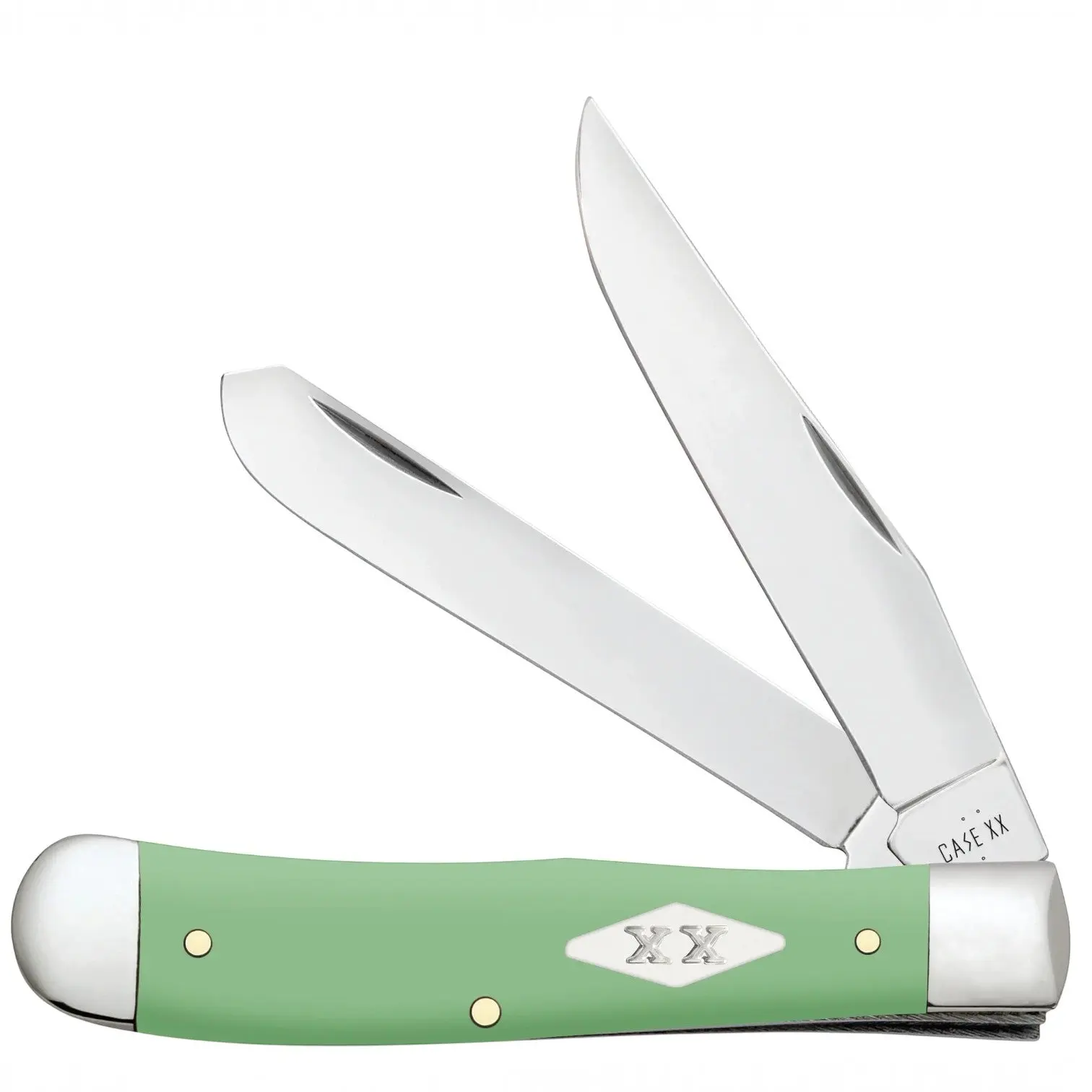 Traditional 2-Blade Folding Kitchen Knife, Mint Green Smooth Synthetic Trapper Case, Stainless Steel Blade, ~4 oz., 3 Inches