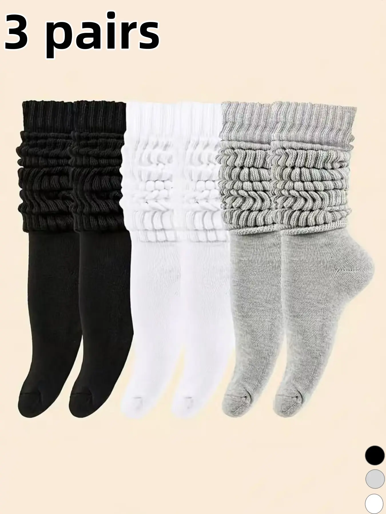 3/24 pairs of men's and women's long tube pile socks, simple, minimalist, breathable, sweat absorbing, durable, American style explosive, classic solid color versatile socks suitable for daily casual wear Breathable Knit Socks Casual Comfy Socks