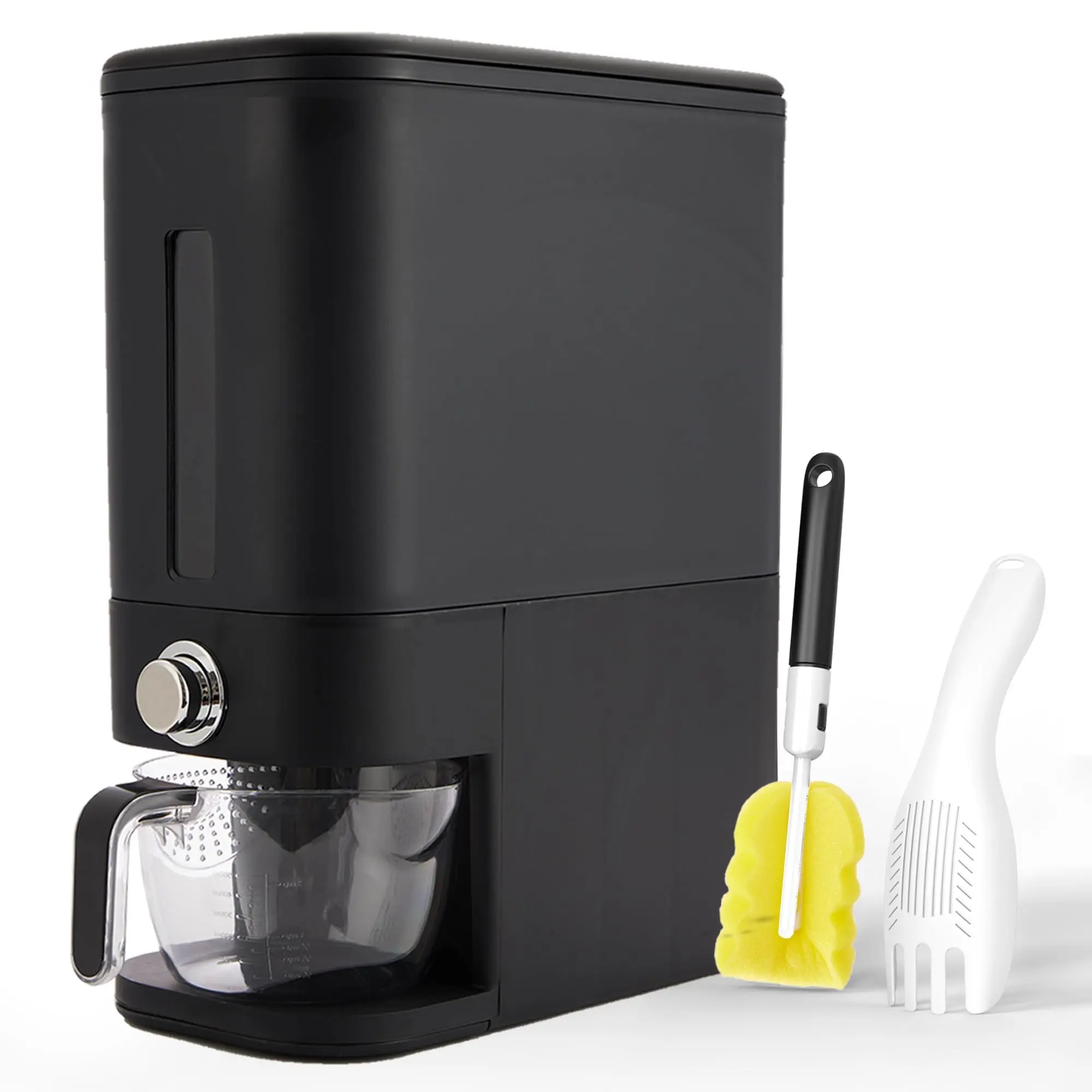 Rice Dispenser 25 lbs Airtight Storage Container with Sponge Scoop & Measuring Cup for Home Kitchens Pantry Use Best Food Dispenser Cereal Bucket
