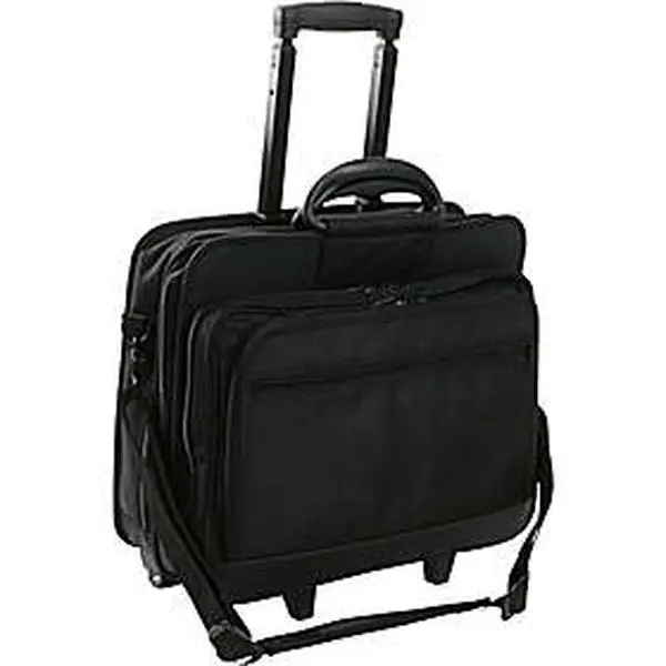 Men's Executive Nylon Fabric Rolling Briefcase, 17-Inch Laptop Carry-On for Business Travel with Main Compartment, Multiple Pockets, and Rolling Wheels, 19X16x11.5"