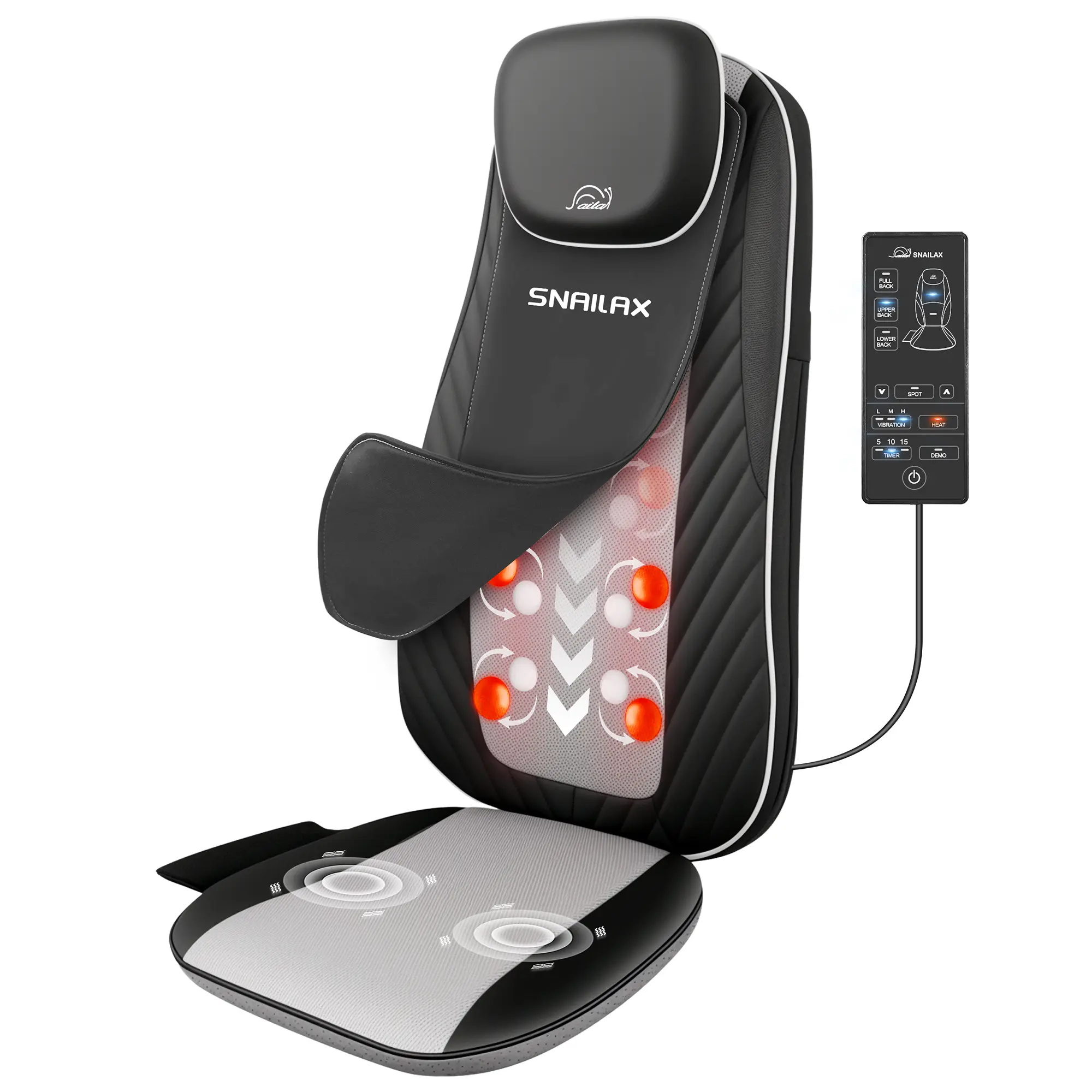 Snailax Shiatsu Back Massage Chair with Heat - Upgraded Electric Deep Tissue Kneading Massager for Back Pain Relief, Home & Office Use, Father's Day Gift Ideas for Men