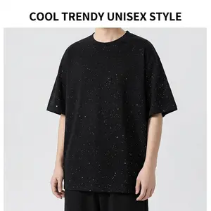 Starry Sky Rhinestone Graphic Tee, Fashion Casual Short Sleeve, Unisex Couple Shirt