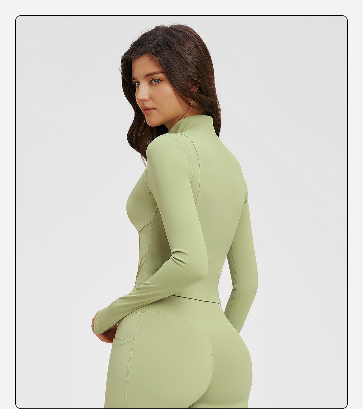 MFVIM Autumn Winter Stand Collar Jacket Zipper Windproof Versatile Warm Top Fitness Running Fleece Lined Sports Coat Women Workout Clothes