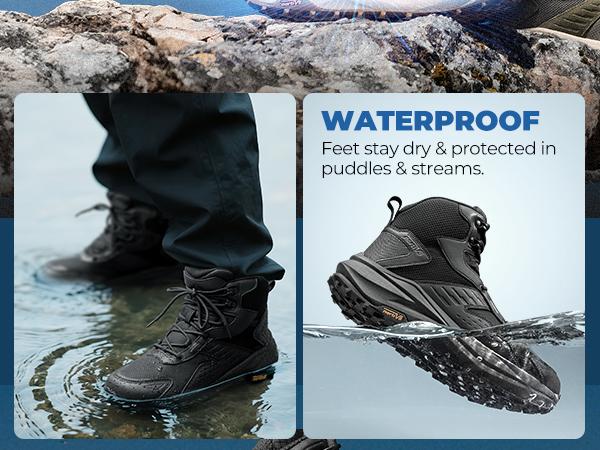 NORTIV 8 Men's Wide Toe Box Hiking Boots Low Drop Waterproof Outdoor Trekking Camping Shoes for Plantar Fasciitis Bunion Katahdin