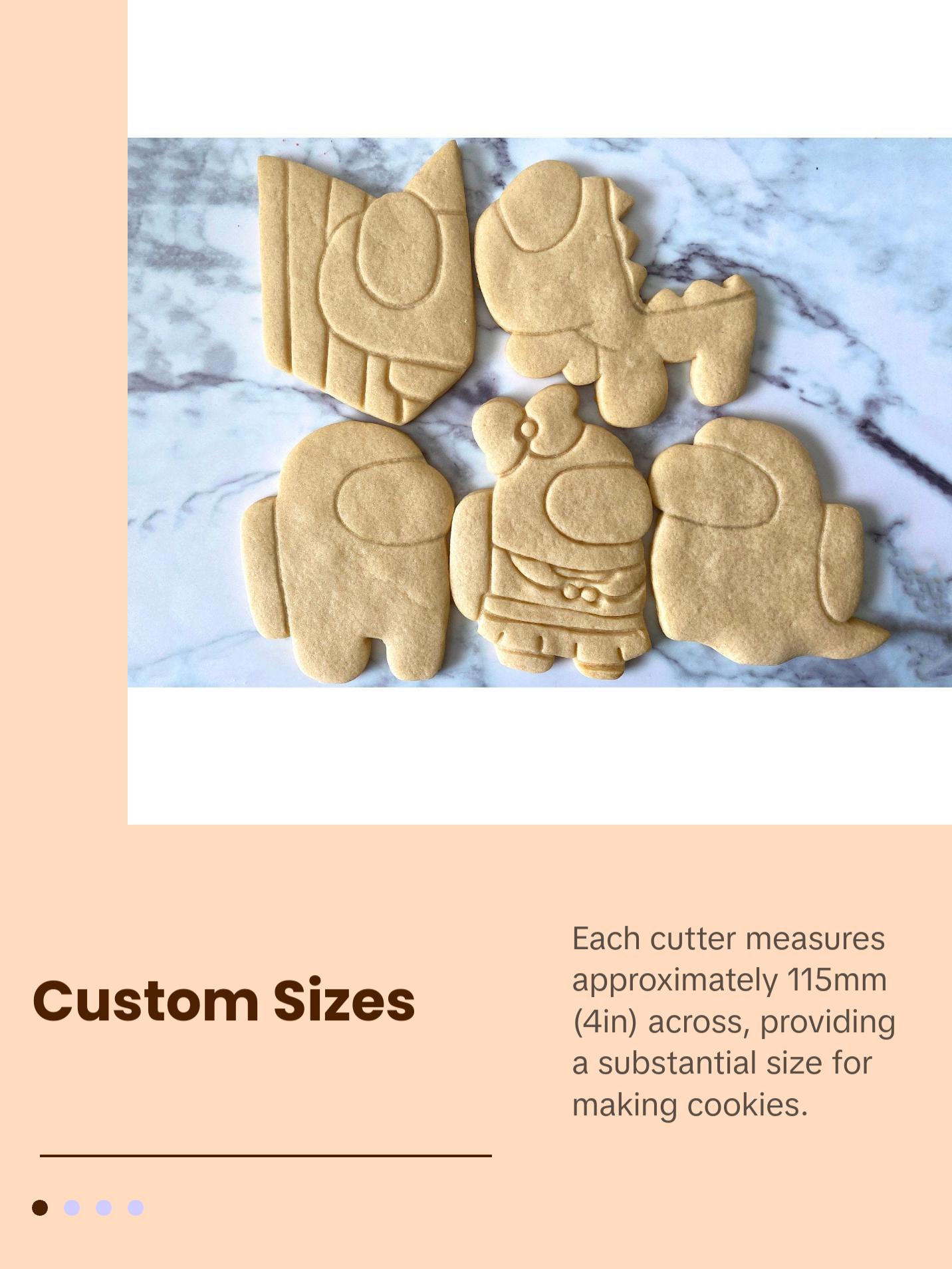 Among Us Cookie Cutters - Imposter, Vent, Schoolgirl Crewmate, Ghost Crewmate, Normal Crewmate Baking Supplies Kit Bakeware