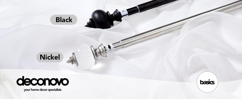 Deconovo Black Curtain Rods for Windows 48 to 84 Inches, Standard Adjustable Decorative Single Window Curtain Rod Set, 3/4 Inch Diameter Steel Tube with Black Finish