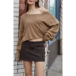 John Galt Women's Light Brown Cameron Cropped Sweater
