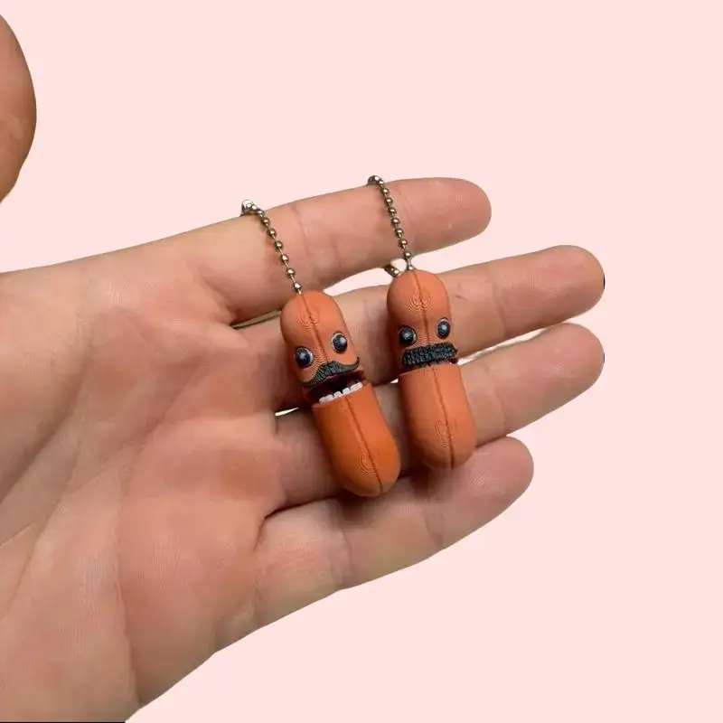 3D Printed Mexican Jumping Bean Keychain – Funny Fidget Toy Keyring – Cute Bean Couple Keychain Gift