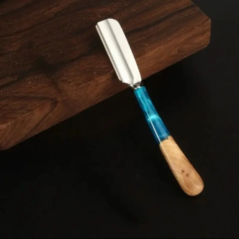 Wood Resin Straight Edge Barber Razor Shavette Japanese Kamisori for feather Artist club Kai Captain & injector blades