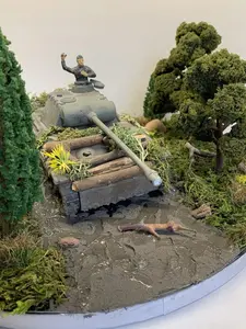 Diorama 1/35 Scale WW2 German Tank and Commander Resin Model Fully Painted Scene